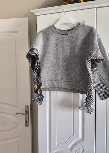 5 Yaş Beden Gri Baskılı Erkek Çocuk Sweatshirt