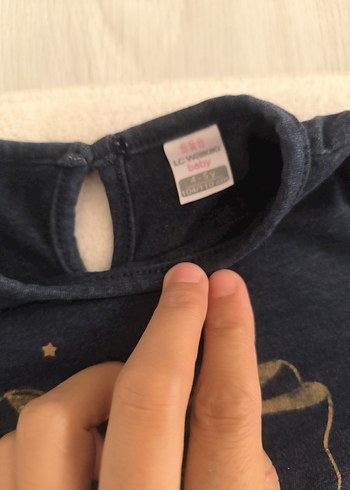 Kız Çocuk Uzun Kollu Baskılı Gri Denim Tişört - Görsel 3