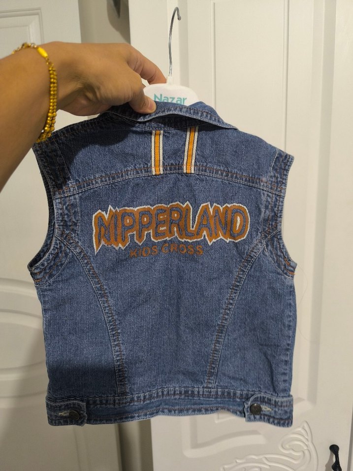 Erkek Çocuk Mavi Denim Düğmeli Yelek - Görsel 2