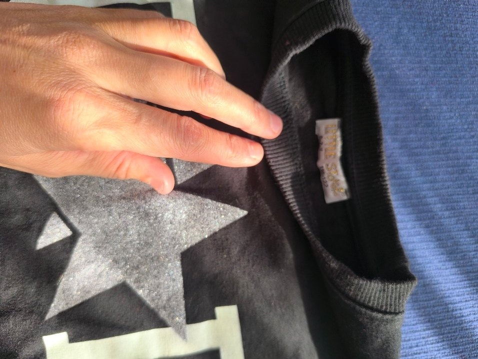 Kız Çocuk Gri Denim Baskılı Tişört - Görsel 4