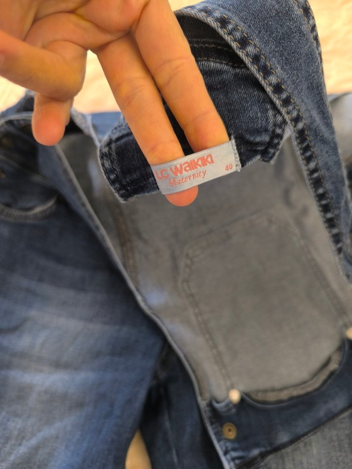 Düğmeli Mavi Denim Kadın Uzun Tulum - Görsel 4