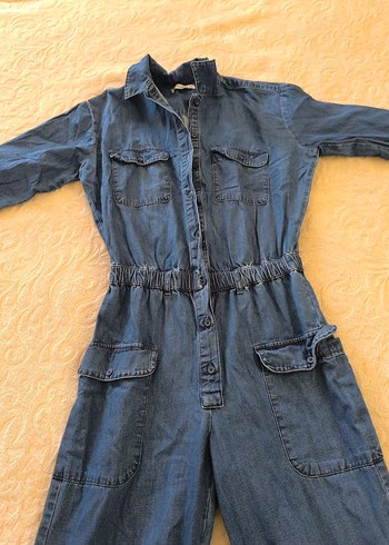 Kadın Mavi Denim Uzun Kollu Tulum - Görsel 5