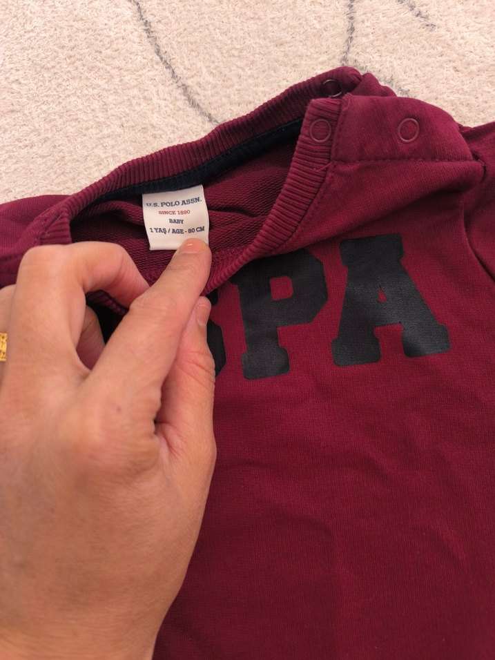 Bordo Erkek Çocuk Sweatshirt USPA Baskılı - Görsel 3