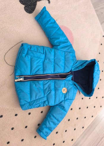 Kapüşonlu Mavi Erkek Çocuk Mont - Görsel 2