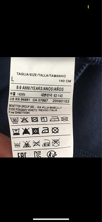 8 Yaş Beden Benetton Kapşonlu sweatshirt 8/9 yaş.