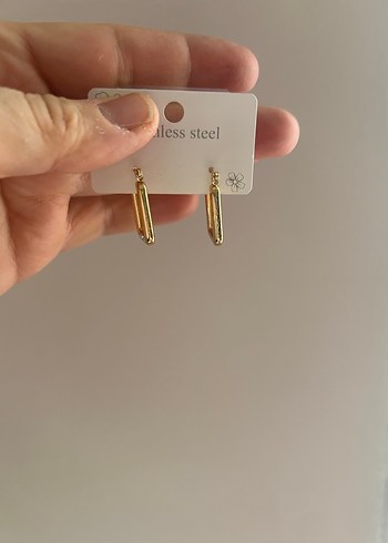 Gold Renk Kadın Çelik Küpe - Görsel 3