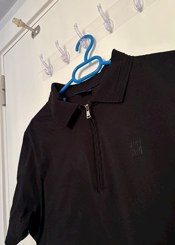 Fermuarlı Siyah Erkek Polo Tişört - Görsel 2