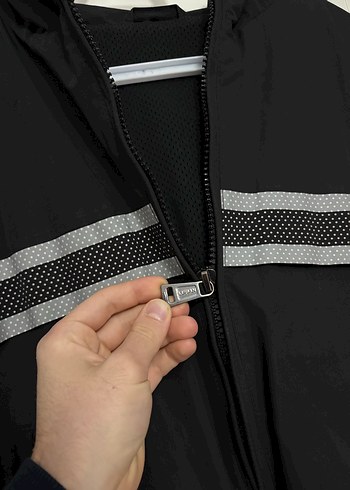 Fermuarlı Kapüşonlu Siyah Erkek Yağmurluk - Görsel 2