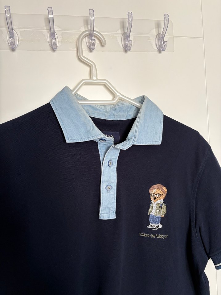 Lacivert Denim Yakalı Erkek Polo Tişört - Görsel 3