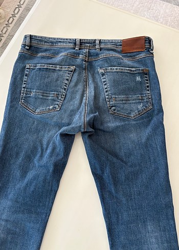 Kadın Mavi Rahat Kesim Midi Kot Pantolon - Görsel 3