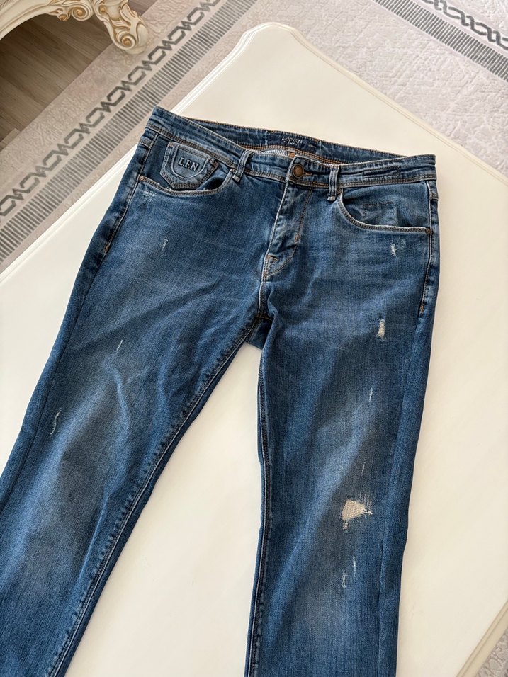 Kadın Mavi Rahat Kesim Midi Kot Pantolon - Görsel 2