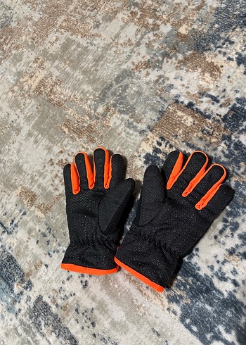 Erkek Siyah Turuncu Bağcıklı Streetwear Eldiven - Görsel 3