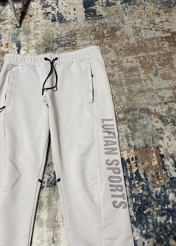 Beyaz Fermuarlı  Erkek Eşofman Altı - Görsel 2