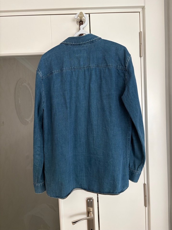 Erkek Mavi Denim Gömlek Uzun Kollu - Görsel 4