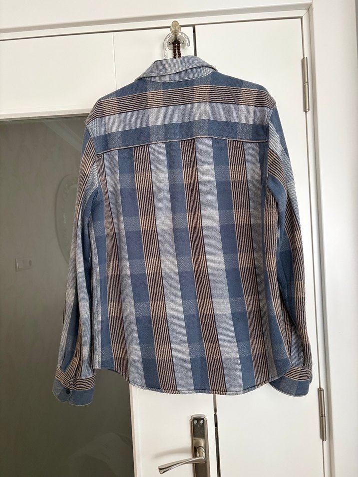 Gri Kareli Uzun Kollu Denim Erkek Gömlek - Görsel 4