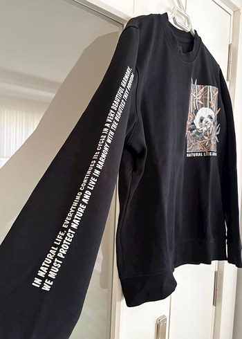 Siyah Uzun Kollu Baskılı Sweatshirt - Görsel 3