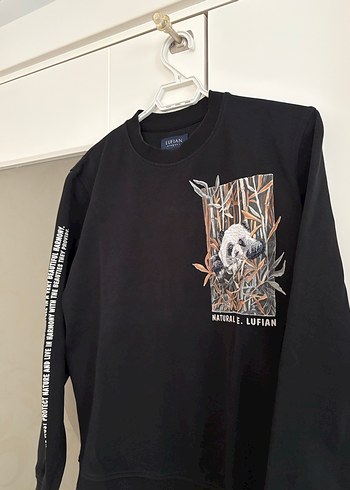 Siyah Uzun Kollu Baskılı Sweatshirt - Görsel 2