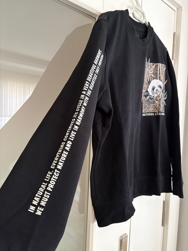 Siyah Uzun Kollu Baskılı Sweatshirt - Görsel 3