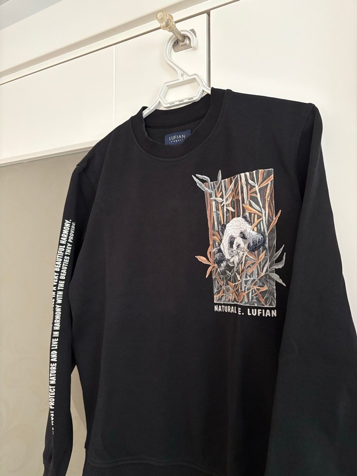 Siyah Uzun Kollu Baskılı Sweatshirt - Görsel 2