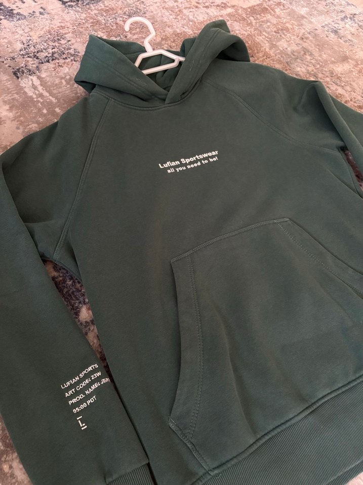 Yeşil Kapüşonlu Erkek Sweatshirt - Görsel 2