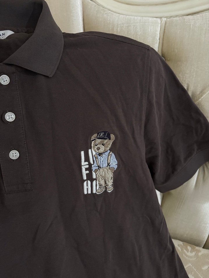 Düğmeli Kahverengi Erkek Polo Tişört - Görsel 3