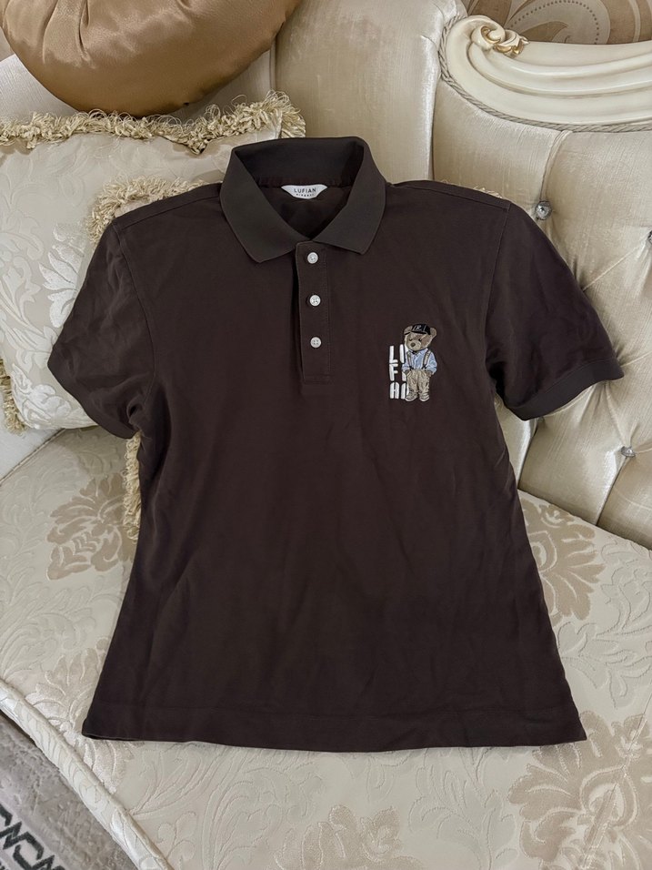 Düğmeli Kahverengi Erkek Polo Tişört - Görsel 2