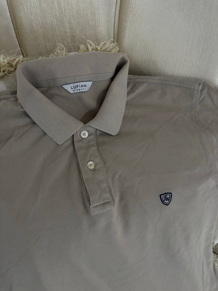 Bej Erkek Polo Tişört Düğmeli Kısa Kollu - Görsel 2