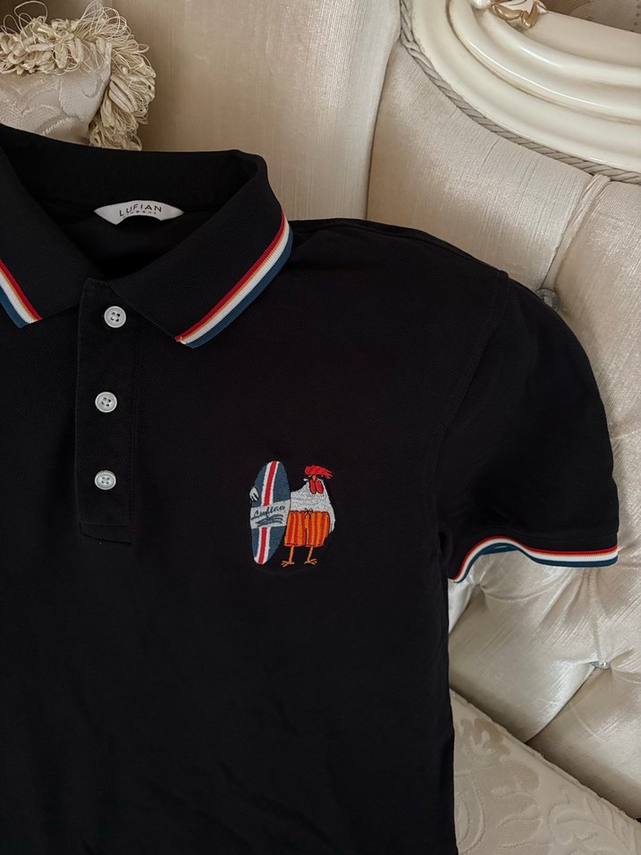 Düğmeli Siyah Erkek Polo Tişört - Görsel 2