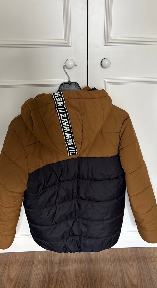 Kahverengi Siyah Kapüşonlu Erkek Mont - Görsel 3