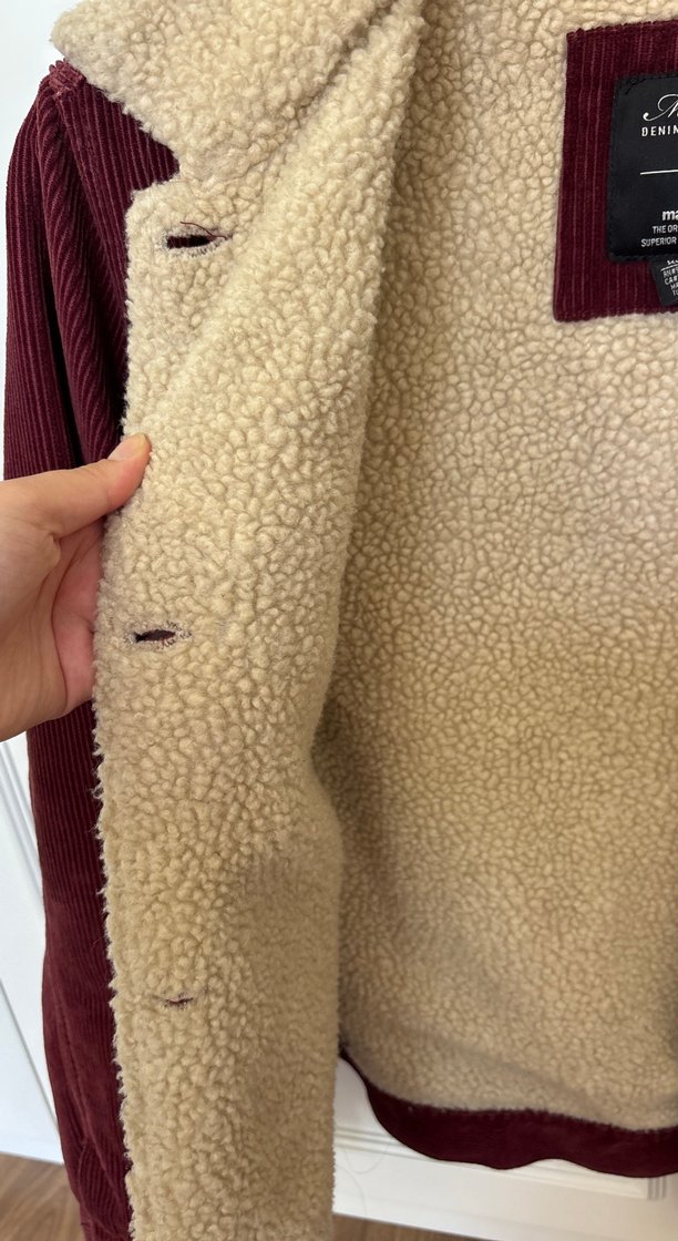 Bordo Süet Düğmeli Midi Erkek Ceket - Görsel 3