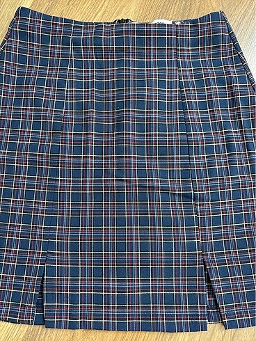 lacivert kareli etek - Görsel 2