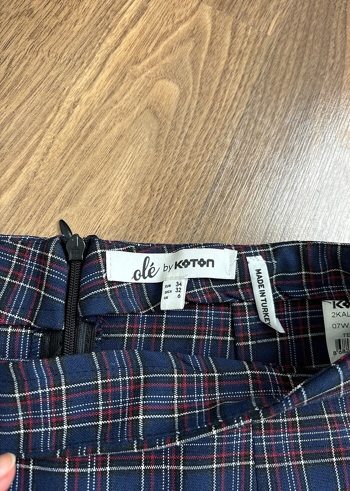 lacivert kareli etek - Görsel 3