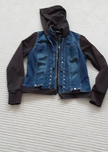 Düğmeli Koyu Mavi Kadın Denim Ceket