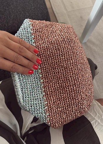 Parlak Renkli metalik ip Kadın Clutch Çanta