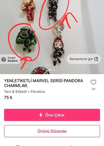3 Adet charm sipariş