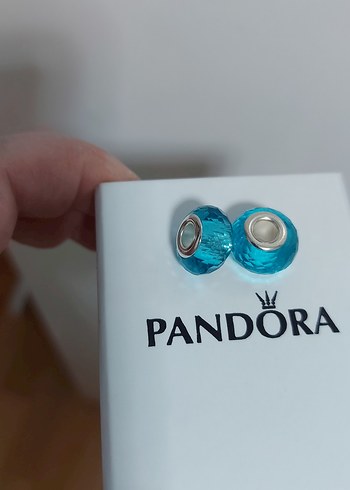 Pandora YENİ,ETİKETLİ MAVİ CAM MURANO CHARM