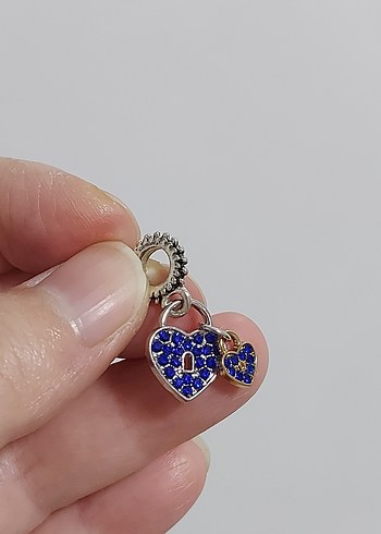 Beden mavi Renk YENİ,SALLANTILI TAŞLI MAVİ KALP PANDORA CHARM