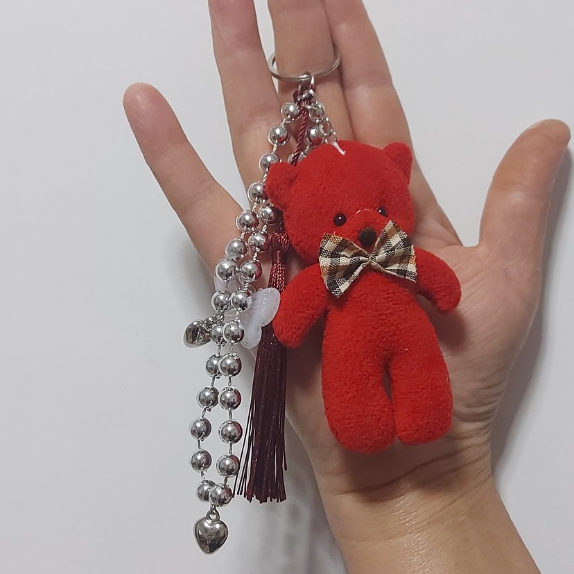 Püsküllü Renkli Ayıcık Çanta Charm - Görsel 4