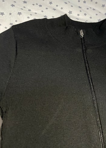 Kadın Fermuarlı Siyah Crop - Görsel 3