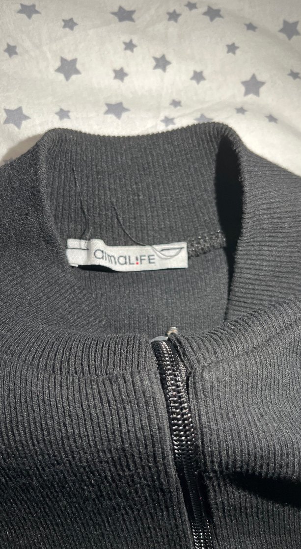 Kadın Fermuarlı Siyah Crop - Görsel 4