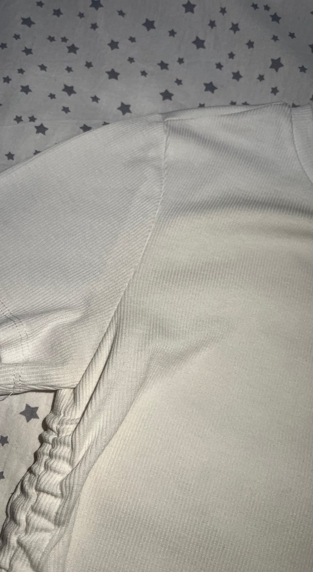 Kadın Yandan Bağlamalı Beyaz Crop - Görsel 5