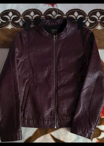 Bordo deri ceket