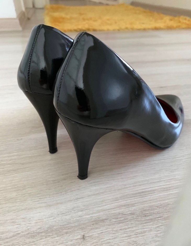 Siyah Rugan Stiletto Kadın Ayakkabı - Görsel 4