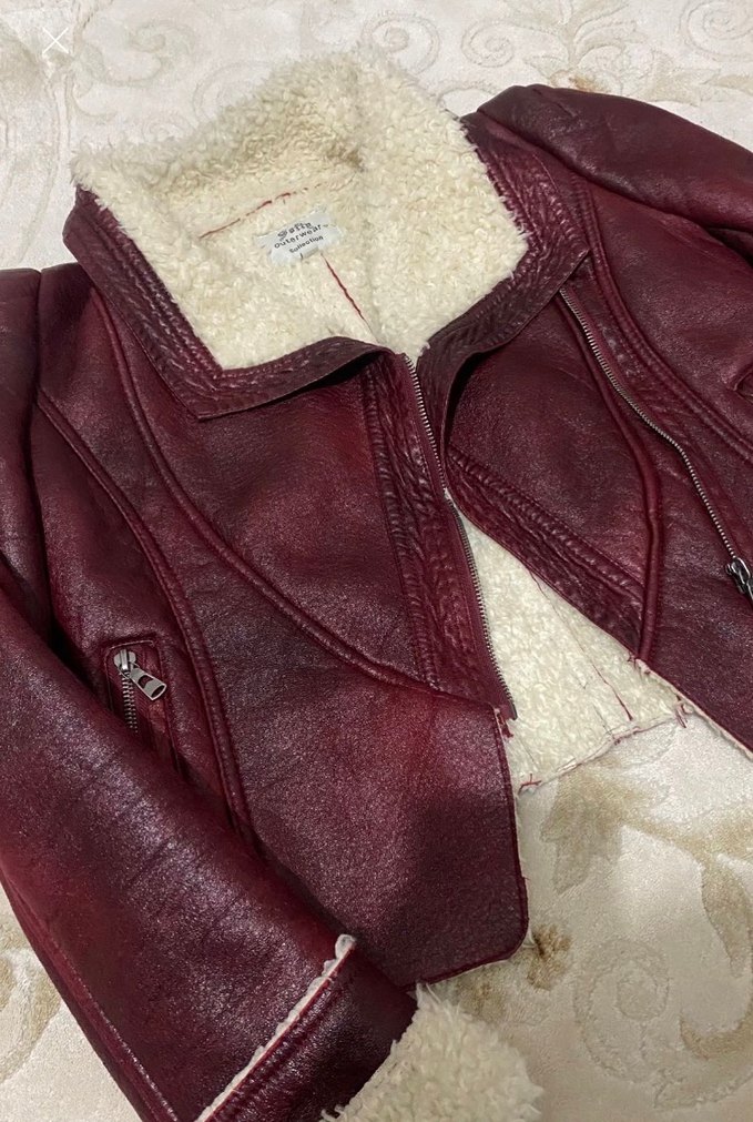 Bordo Kürklü Deri Kadın Ceket - Görsel 3