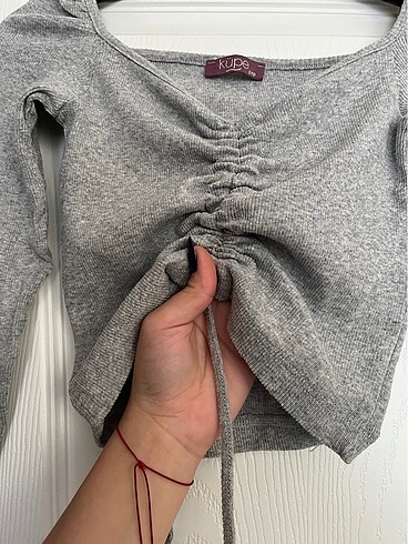 universal Beden gri Renk Uzun kollu Crop