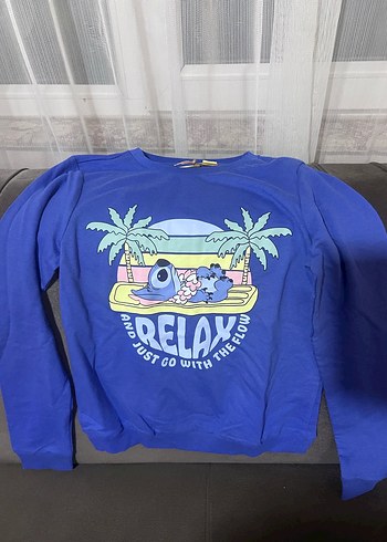 Mavi Baskılı Uzun Kollu Kız Tişörtü - Görsel 2