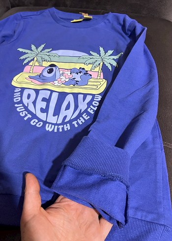 Mavi Baskılı Uzun Kollu Kız Tişörtü - Görsel 4