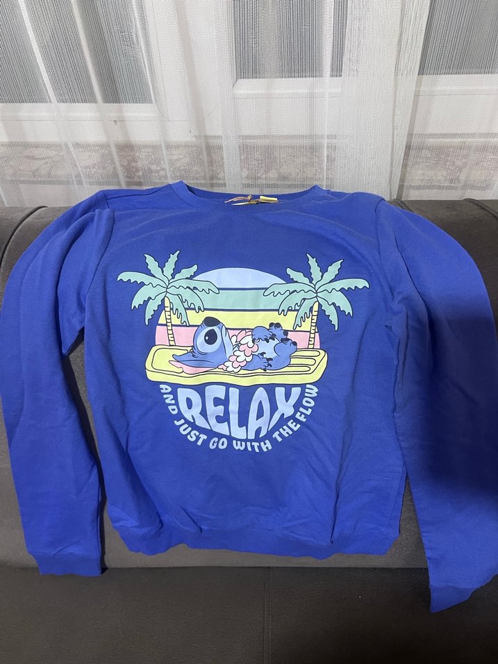 Mavi Baskılı Uzun Kollu Kız Tişörtü - Görsel 2