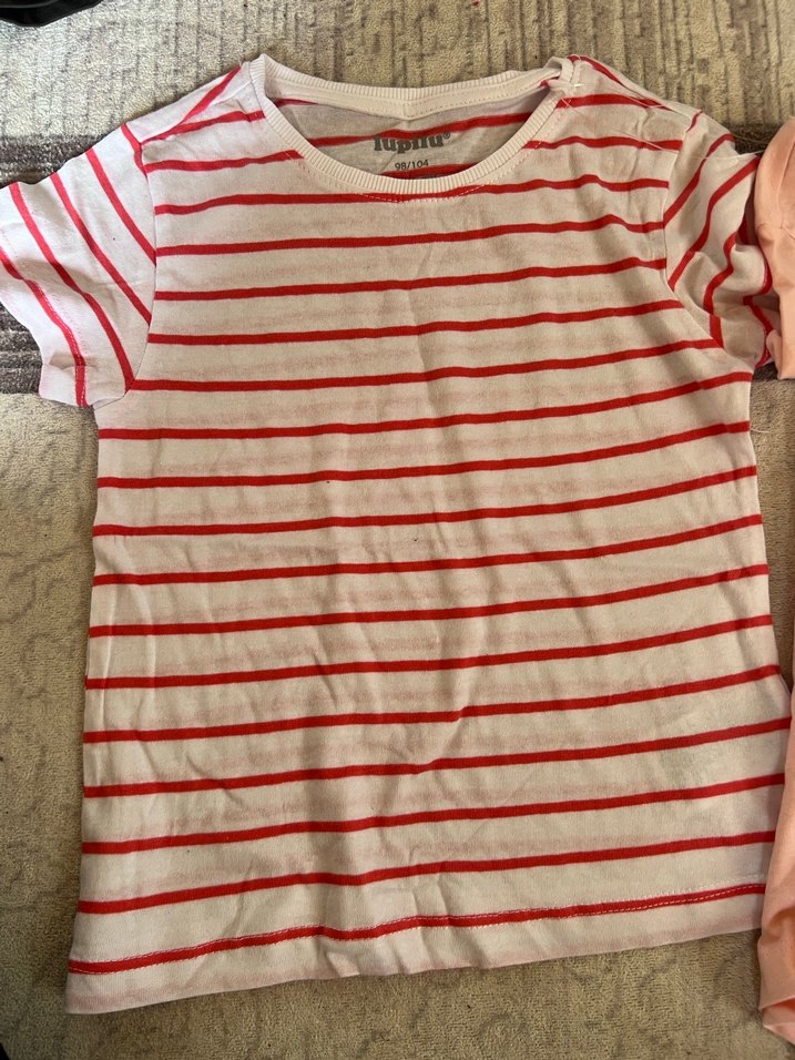 Kızlar için Pamuklu Pembe ve Çizgili Tişörtler - Görsel 2