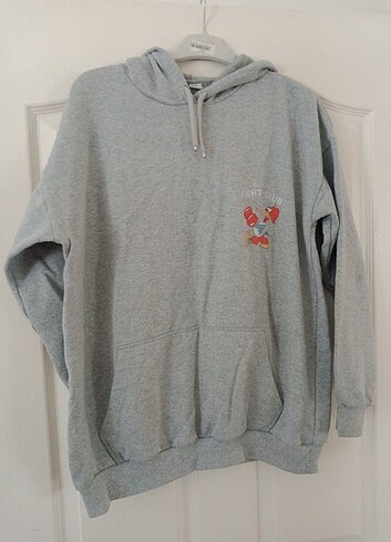 ön ve arka baskılı gri sweatshirt 